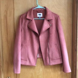 Old Navy Pink Faux Suede Moto Jacket